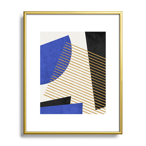 MoonlightPrint Stripes Circle Geometric Blue Metal Framed Art Print