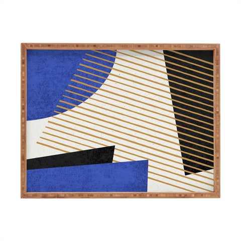 MoonlightPrint Stripes Circle Geometric Blue Rectangular Tray