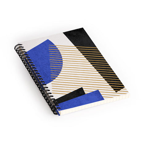 MoonlightPrint Stripes Circle Geometric Blue Spiral Notebook