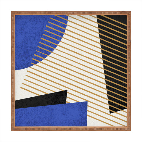 MoonlightPrint Stripes Circle Geometric Blue Square Tray