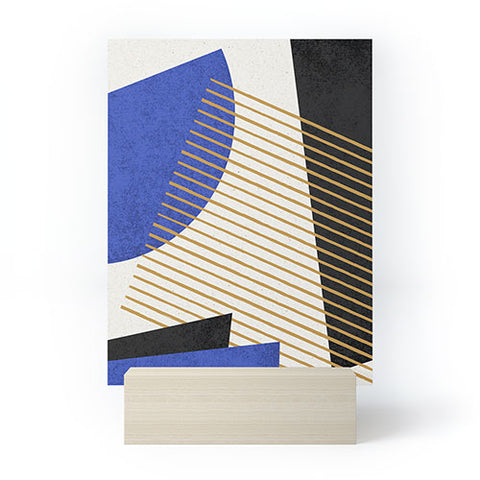 MoonlightPrint Stripes Circle Geometric Blue Mini Art Print