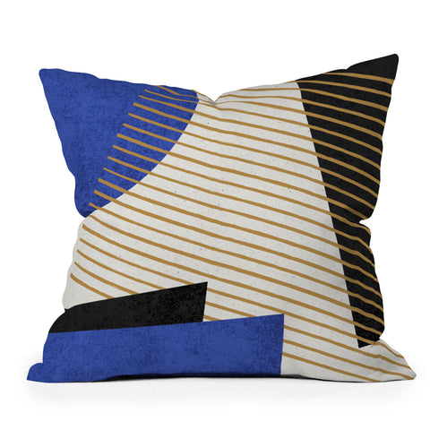 MoonlightPrint Stripes Circle Geometric Blue Throw Pillow