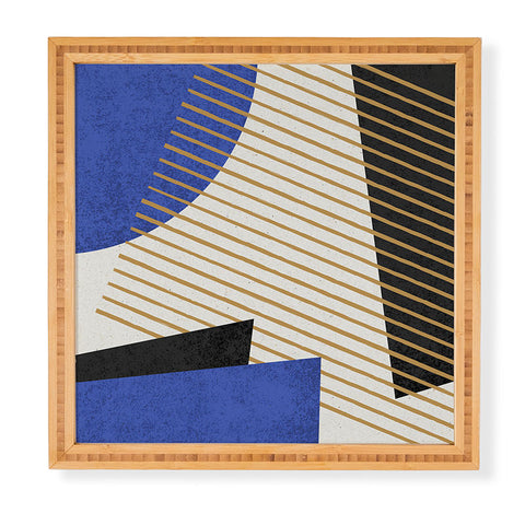 MoonlightPrint Stripes Circle Geometric Blue Framed Wall Art