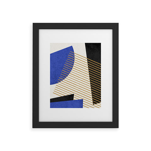 MoonlightPrint Stripes Circle Geometric Blue Framed Art Print
