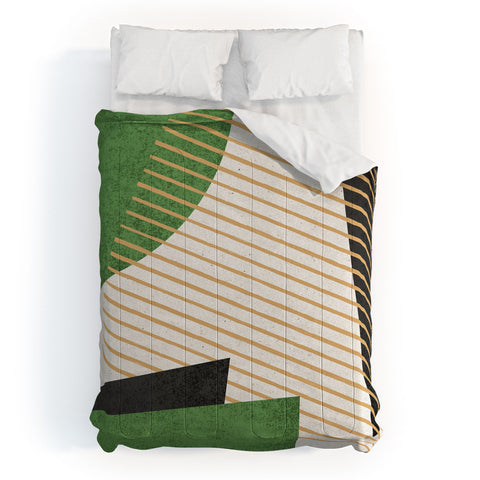 MoonlightPrint Stripes Circle Geometric Green Comforter
