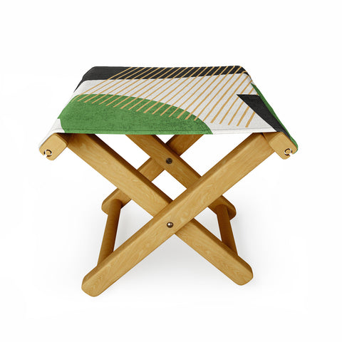 MoonlightPrint Stripes Circle Geometric Green Folding Stool