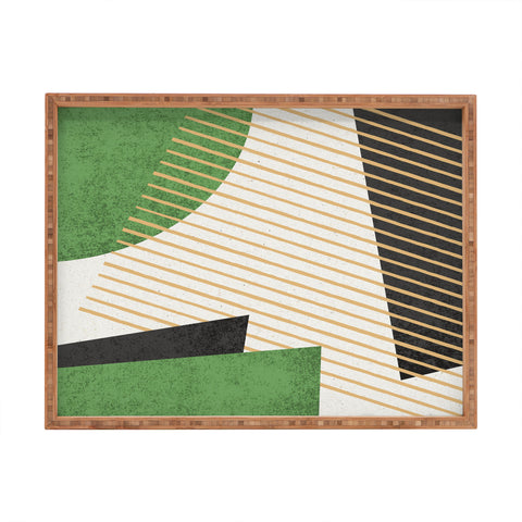 MoonlightPrint Stripes Circle Geometric Green Rectangular Tray