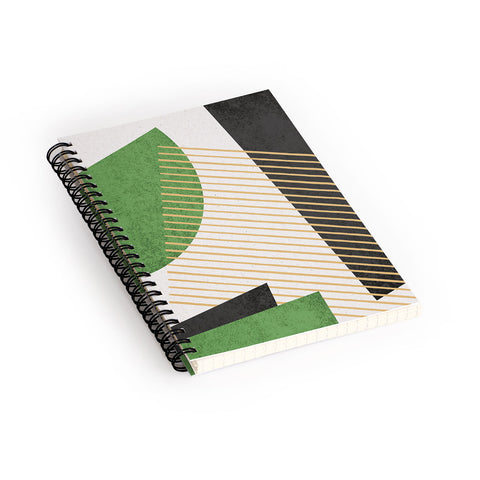 MoonlightPrint Stripes Circle Geometric Green Spiral Notebook