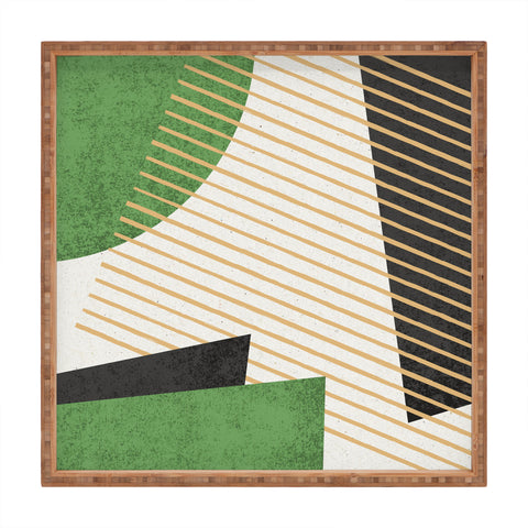 MoonlightPrint Stripes Circle Geometric Green Square Tray