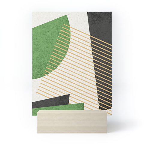 MoonlightPrint Stripes Circle Geometric Green Mini Art Print