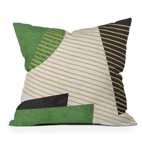 MoonlightPrint Stripes Circle Geometric Green Throw Pillow