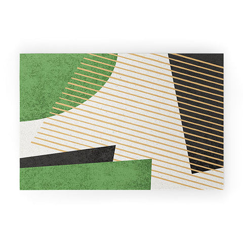MoonlightPrint Stripes Circle Geometric Green Welcome Mat