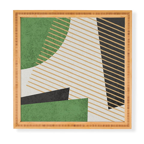 MoonlightPrint Stripes Circle Geometric Green Framed Wall Art