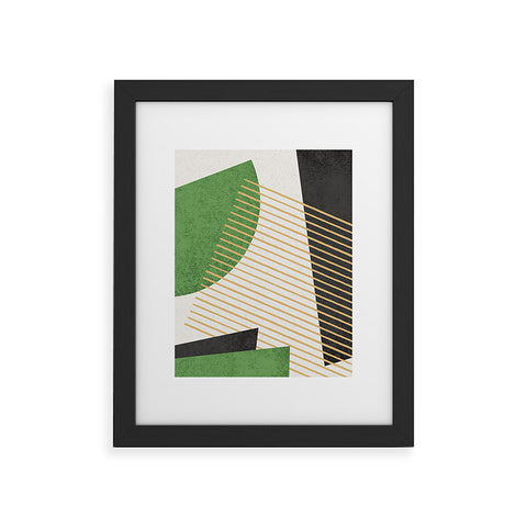MoonlightPrint Stripes Circle Geometric Green Framed Art Print