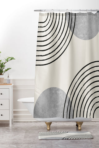 MoonlightPrint Sun Arch Double Grey Shower Curtain And Mat