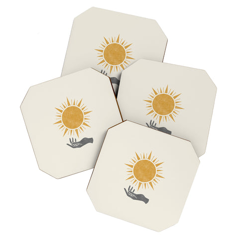 MoonlightPrint Sunburst Hand Coaster Set