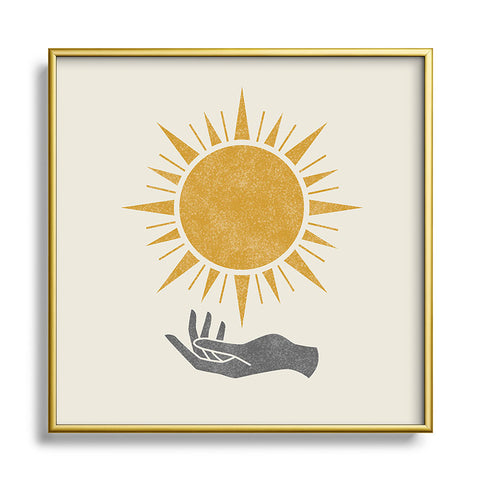 MoonlightPrint Sunburst Hand Square Metal Framed Art Print