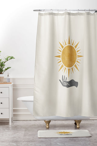 MoonlightPrint Sunburst Hand Shower Curtain And Mat