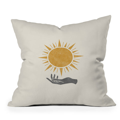 MoonlightPrint Sunburst Hand Outdoor Throw Pillow