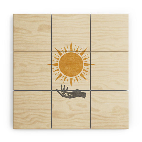 MoonlightPrint Sunburst Hand Wood Wall Mural