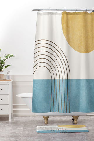 MoonlightPrint Sunny ocean Shower Curtain And Mat