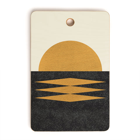 MoonlightPrint Sunset Geometric Midcentury style Cutting Board Rectangle