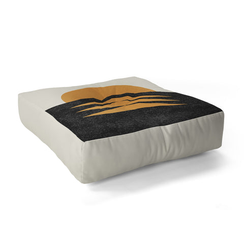MoonlightPrint Sunset Geometric Midcentury style Floor Pillow Square