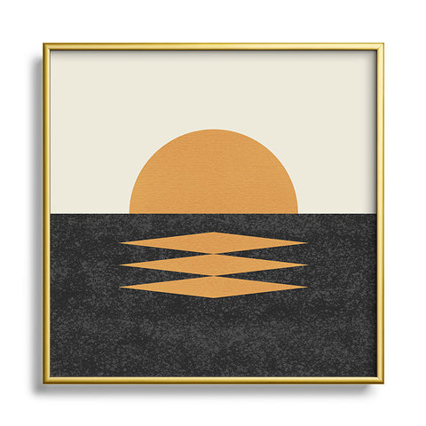 MoonlightPrint Sunset Geometric Midcentury style Square Metal Framed Art Print
