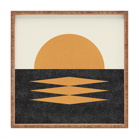MoonlightPrint Sunset Geometric Midcentury style Square Tray