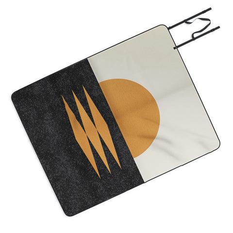 MoonlightPrint Sunset Geometric Midcentury style Picnic Blanket