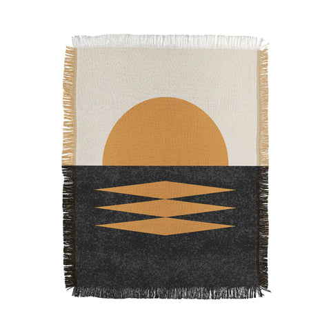 MoonlightPrint Sunset Geometric Midcentury style Throw Blanket