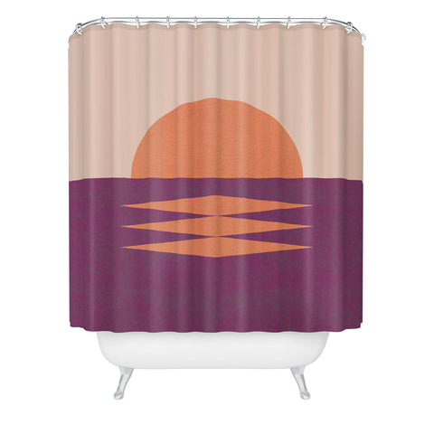 MoonlightPrint Sunset Graphic Pink Shower Curtain