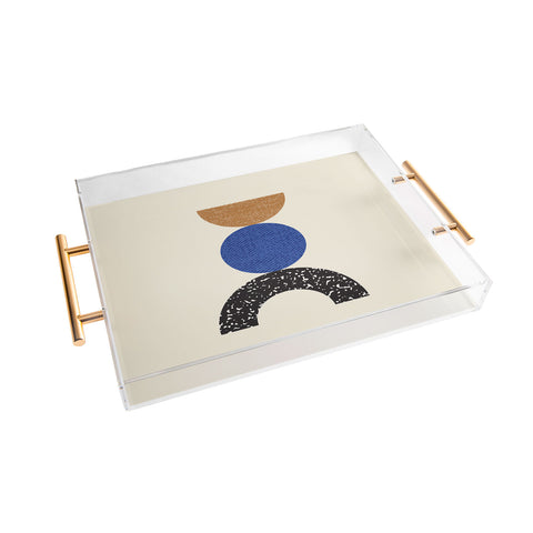 MoonlightPrint Woodblocks Brown Blue Acrylic Tray
