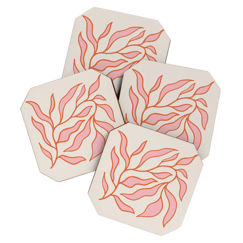 Morgan Elise Sevart sweet pea pink Coaster Set