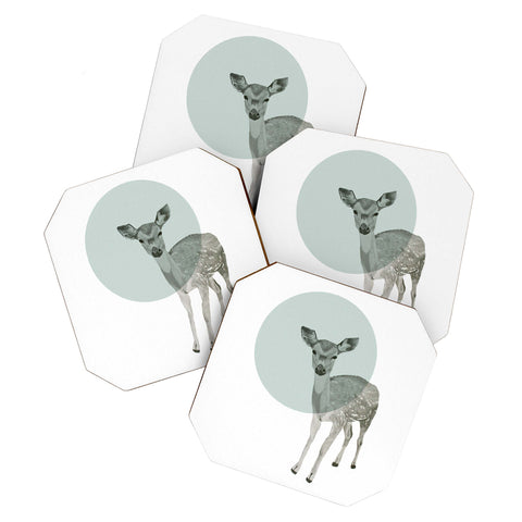 Morgan Kendall aqua deer Coaster Set