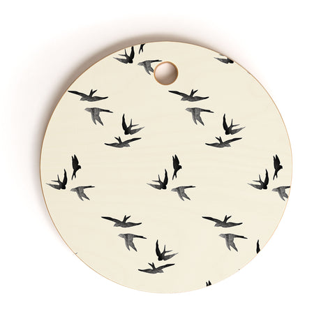 Morgan Kendall black birds Cutting Board Round