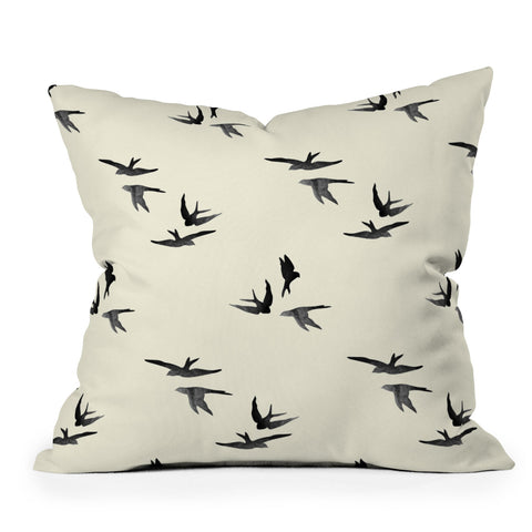 Morgan Kendall black birds Throw Pillow