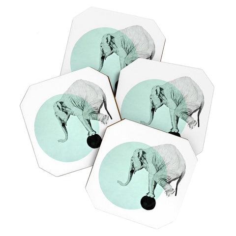 Morgan Kendall blue elephant Coaster Set
