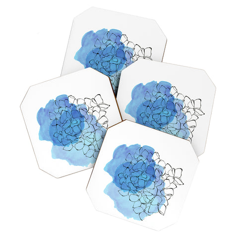 Morgan Kendall blue hydrangea Coaster Set