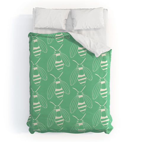 Morgan Kendall green bees Duvet Cover