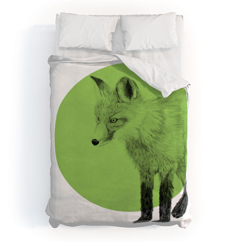 Morgan Kendall green fox Duvet Cover
