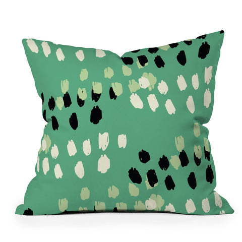 Morgan Kendall green scribbles Outdoor Throw Pillow
