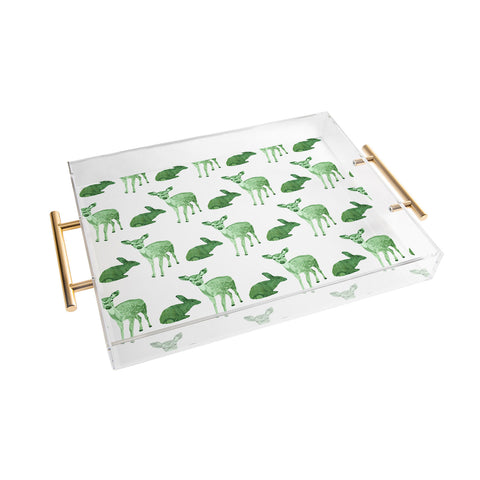 Morgan Kendall green woodland animals Acrylic Tray