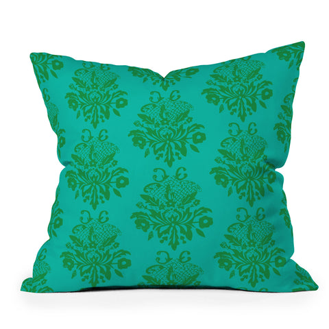 Morgan Kendall kelly green lace Outdoor Throw Pillow