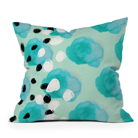 Morgan Kendall ocean scribbles Outdoor Throw Pillow