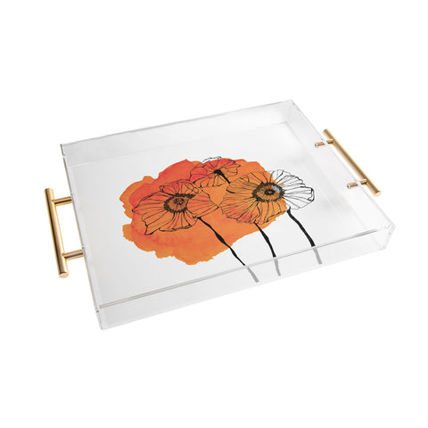 Morgan Kendall orange poppies Acrylic Tray