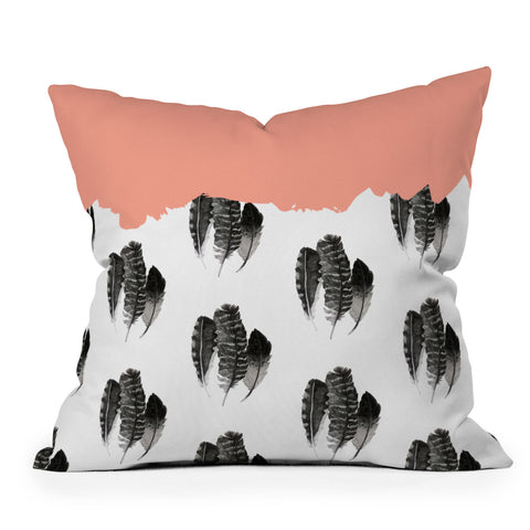 Morgan Kendall painted feathers Outdoor Throw Pillow