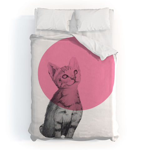 Morgan Kendall pink cat Duvet Cover