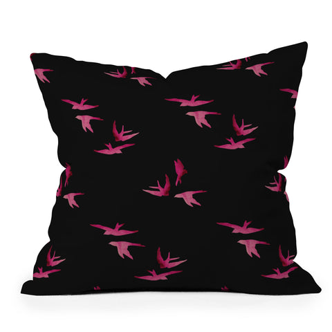 Morgan Kendall pink sparrows Outdoor Throw Pillow