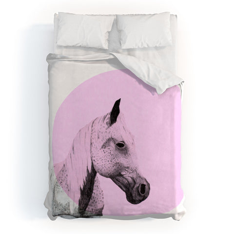 Morgan Kendall pink speckled horse Duvet Cover